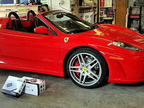 2006 Ferrari F430 Spider. Focal FPD 600.4 digital 4 channel amplifier, Focal Expert 165 AS 6 1/2 components and a Rockford Fosgate PBS shallow sub
